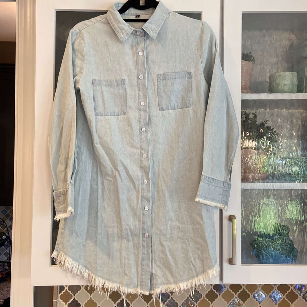 Fringe Hem Denim Tunic